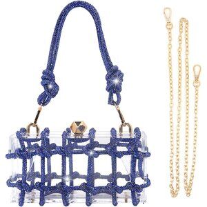 Women Purple Bling Glitter Diamond Crystal Clutch Purse Jeweled Purse Rhinestone